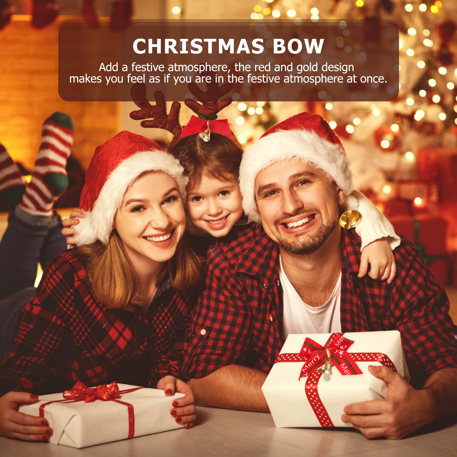 

24 Pcs Party Decoration Bell Bow Ornaments for Christmas Tree Garlands Ribbon Bows Decorations