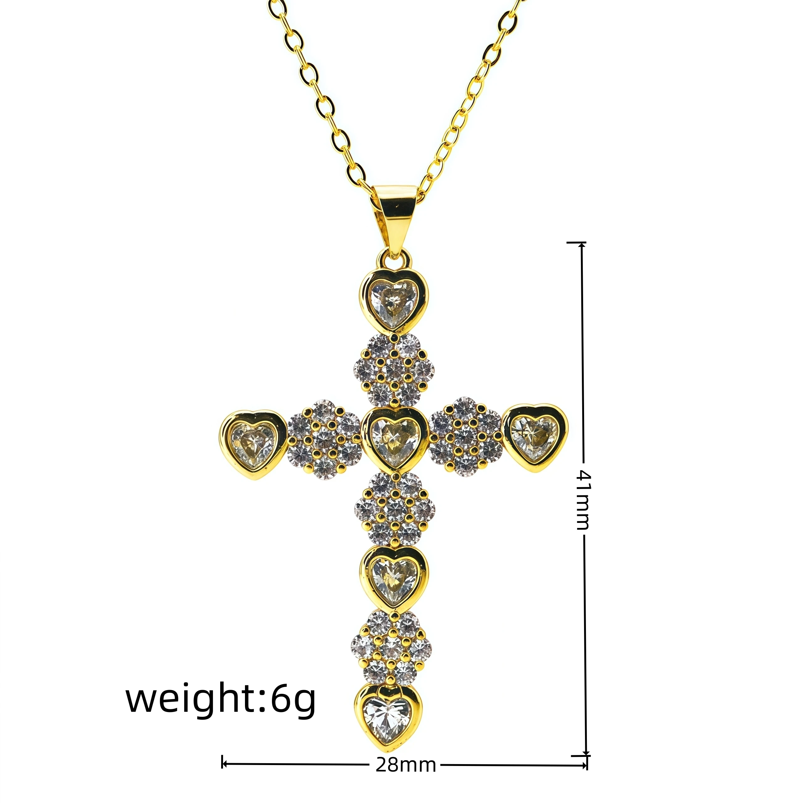 Gold Plated Abalone Shell Cross Pendant Necklace, Christian Religious Faith Jewelry for Women, Elegant Daily Wear