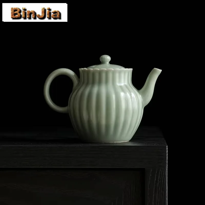 

130 мл чайник ручной работы с зеленой глазурью, элегантный фильтр с лепестками хризантемы, чайник, чайная посуда для кунг-фу, подарки для церемонии