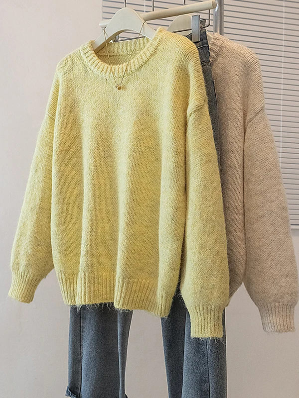 

plus Size Women's Casual Loose Knitted Long Sleeve Color Sweater Spring 2026 New Style Comfortable Slimming Effect