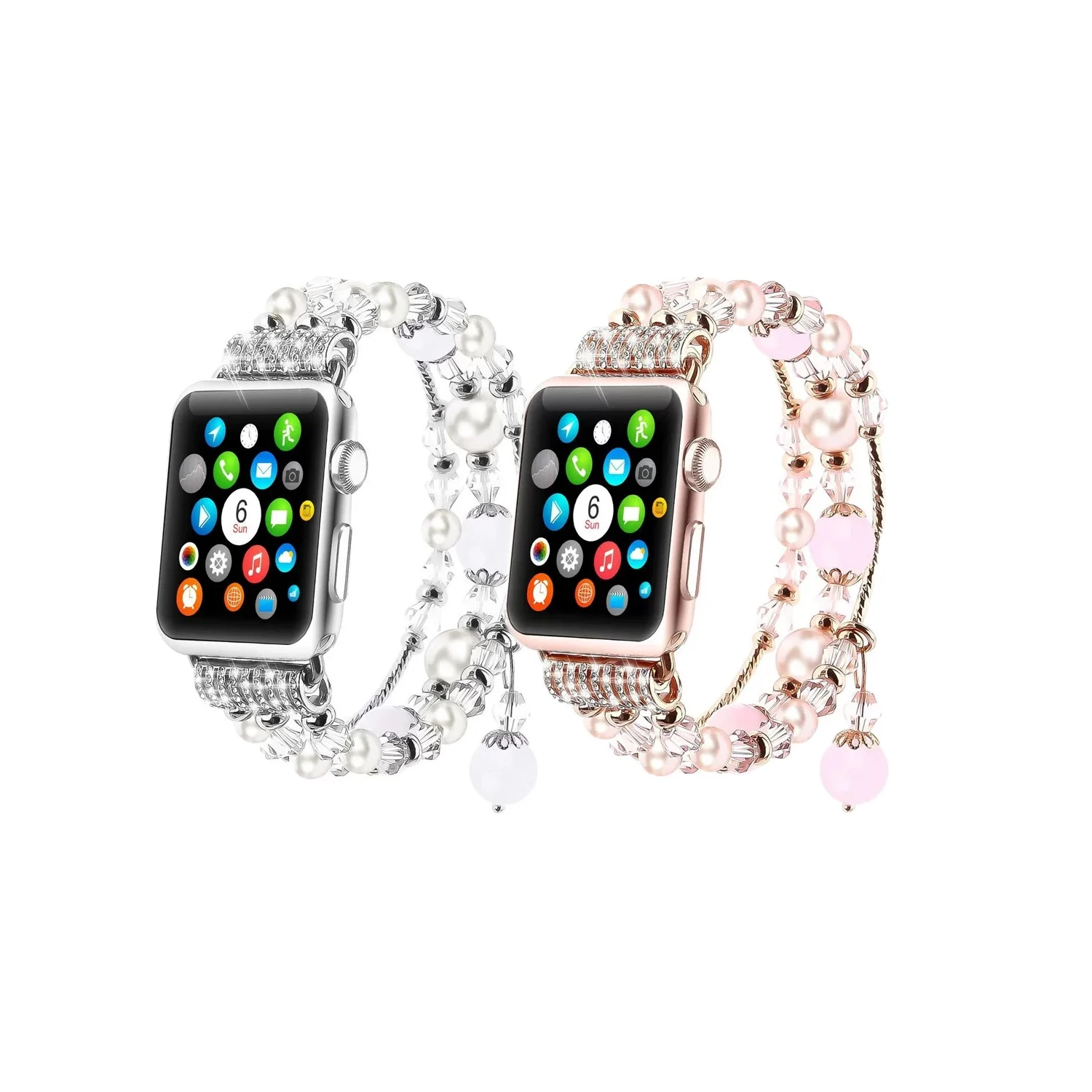 

Ювелирный ремешок из бисера для Apple Watch Band 44 мм 40 45 41 38 49 46 42 мм Эластичный браслет iWatch Series 10 9 8 7 se 6 5 4 Correa