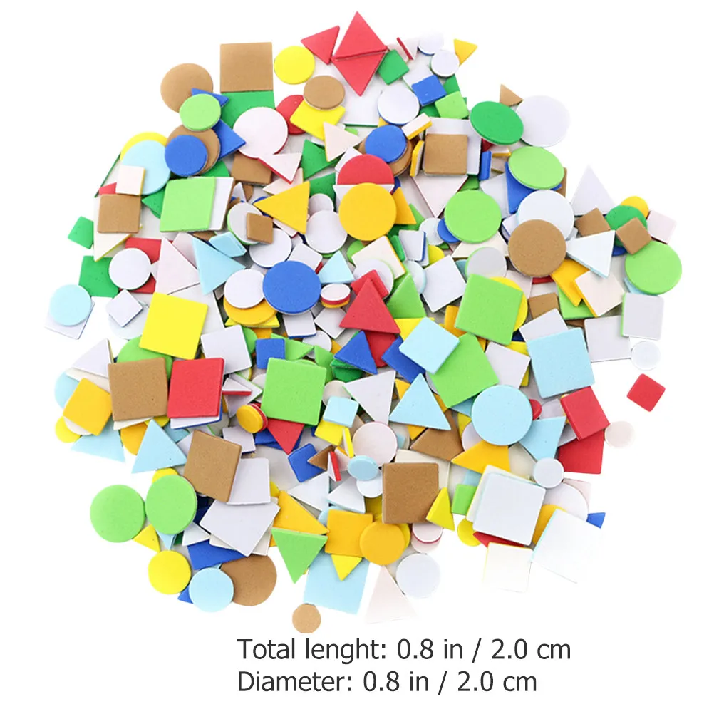 1 Bag Self-Adhesive Eva Geometric Shapes Stickers for Kids DIY Craft Supplies Wall Door Window Glass Refrigerator Decor Home