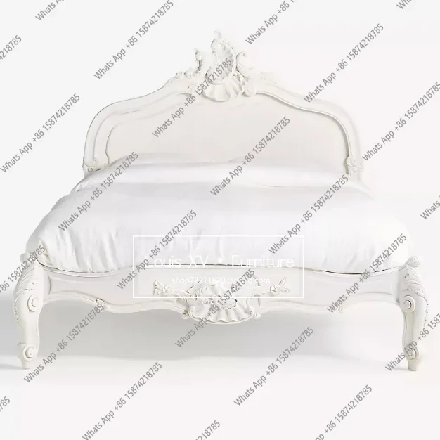 

MX Американская сельская французская ретро кровать из цельного дерева Европейская роскошная резная двуспальная кровать на заказ Современный простой дизайн Свадебная кровать