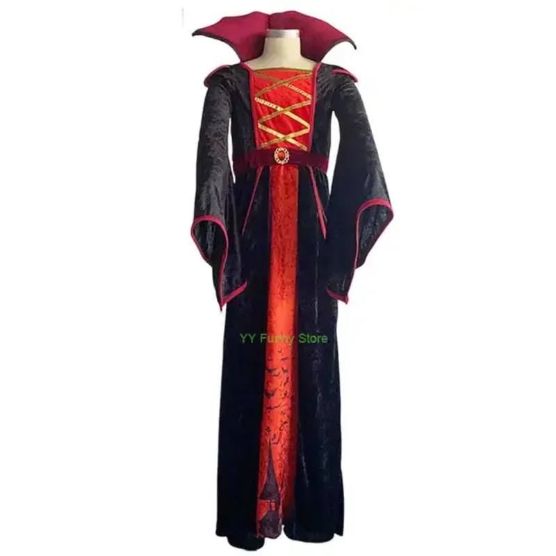 เด็ก Miss Vamp เด็กผู้หญิงเด็กโกธิคฮาโลวีนคลาสสิกเครื่องแต่งกายแวมไพร์ชายหญิงเครื่องแต่งกายที่น่ากลัว