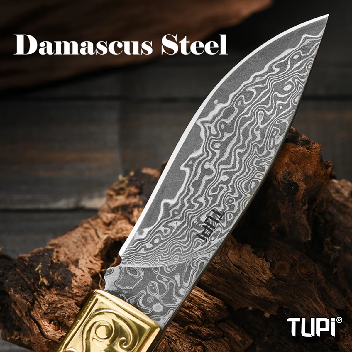 

Damascus Steel Folding Knife, Stainless Steel Portable Pocket Knife, Fruit Vegetable Peeling Multifunctional Sharp Utility Tool