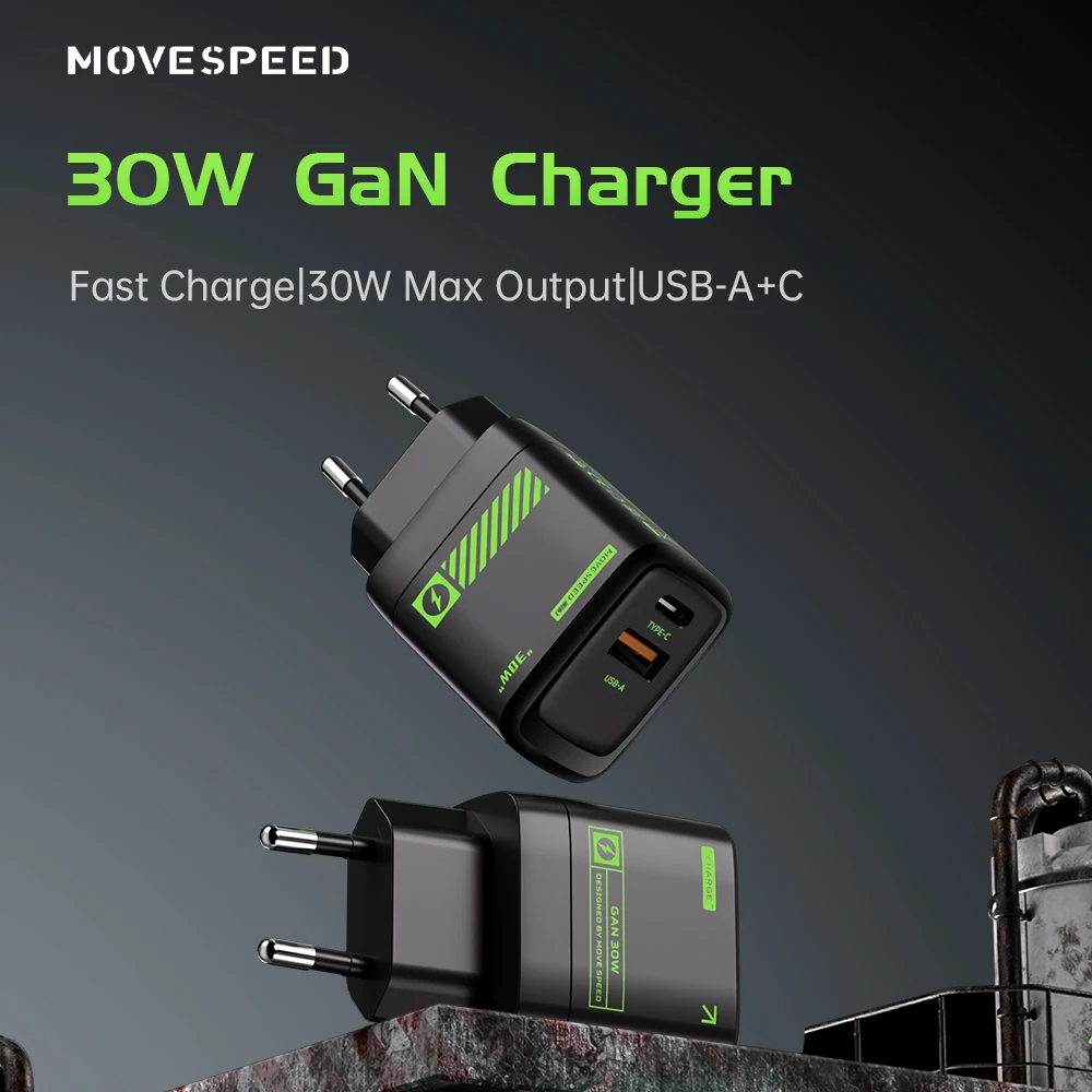 MOVESPEED 30W/67W/120W GaN Charger USB Type C PPS QC3.0 PD Quick Charging Adapter For iPhone 15  Samsung Xiaomi HUAWEi