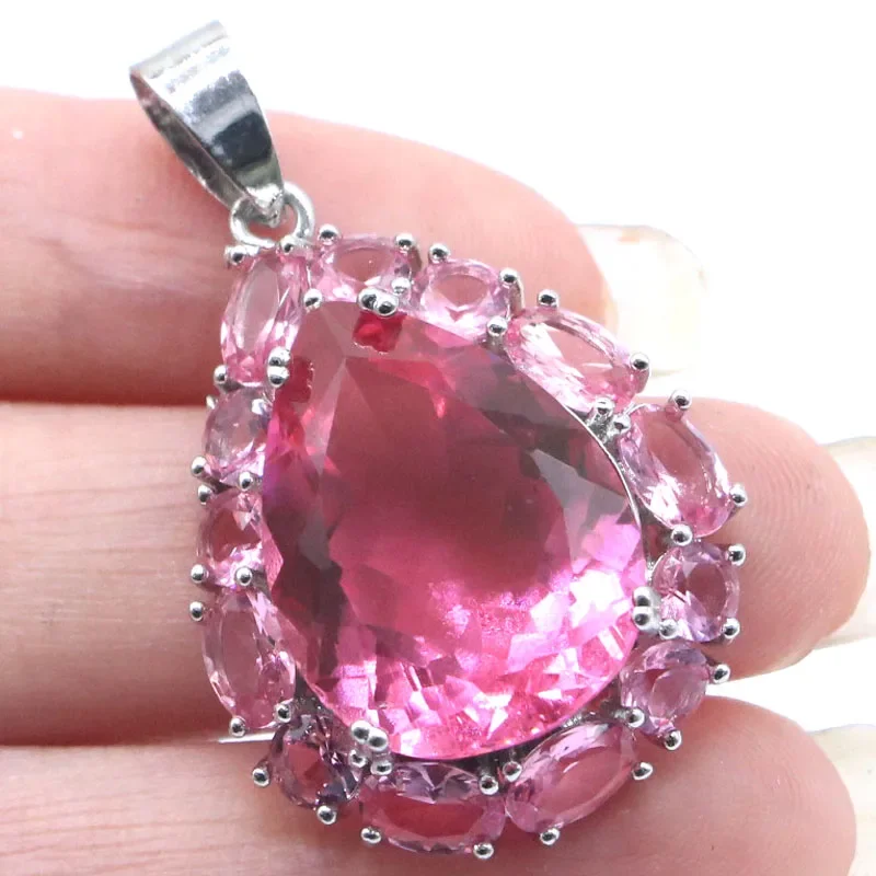 ซื้อ 4 แถม 1 ฟรี 6g 925 จี้เงินแท้สีชมพูสวยงาม Kunzite สีม่วง Spinel สีเขียว Peridot สีชมพู Morganite