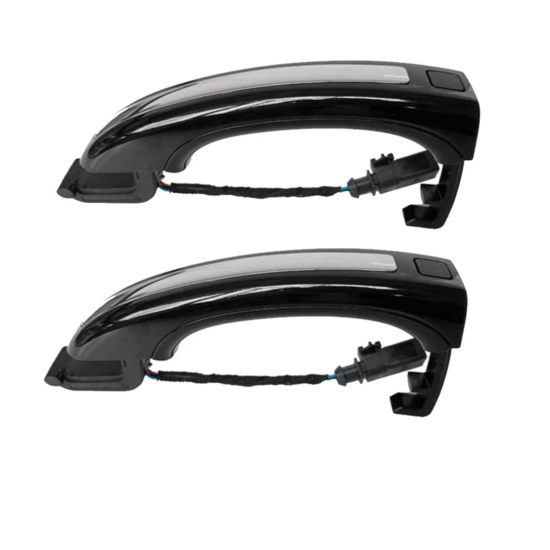 

AR-2Pcs Car Black+Chroem Smart Exterior Door Handle W/Key Button For Q7 2007-2015 4L0837205A 4L0837207A 4L0 837 205B