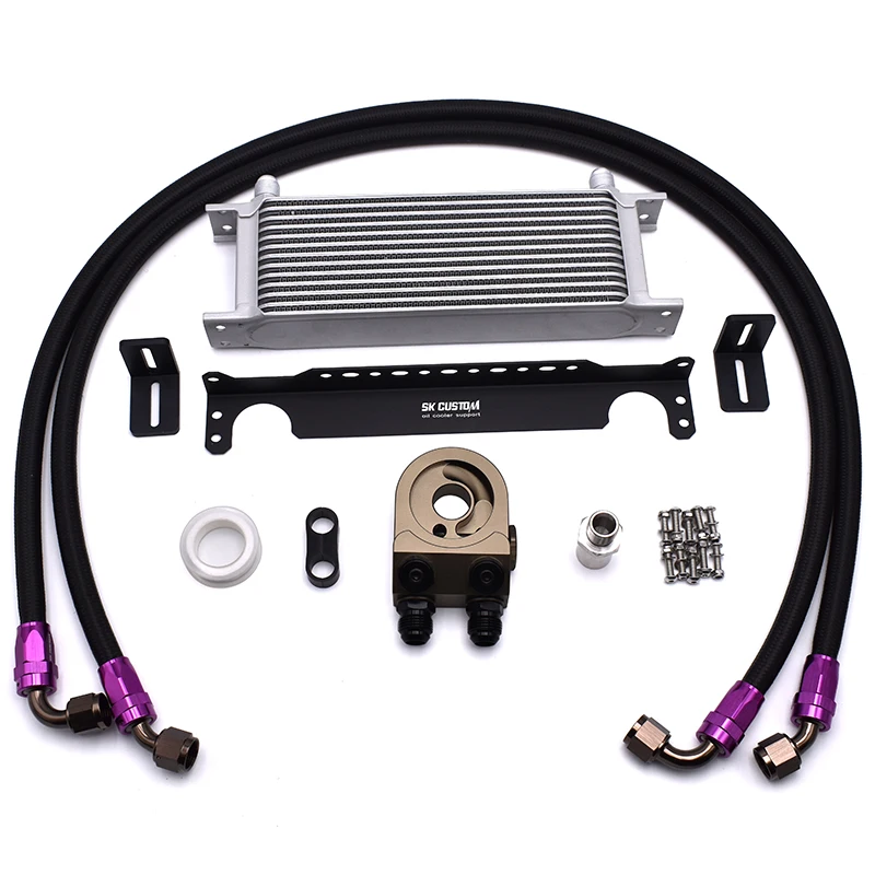 

Universal 13 Row Oil Cooler AN10 Thermostat Engine Oil Cooler Kit With Oil Lines Kit