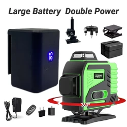 New Upgrade Big battery Nível a laser 16 linhas 4D Laser Level Green Line Self-Leveling 360 4D profissional Building level