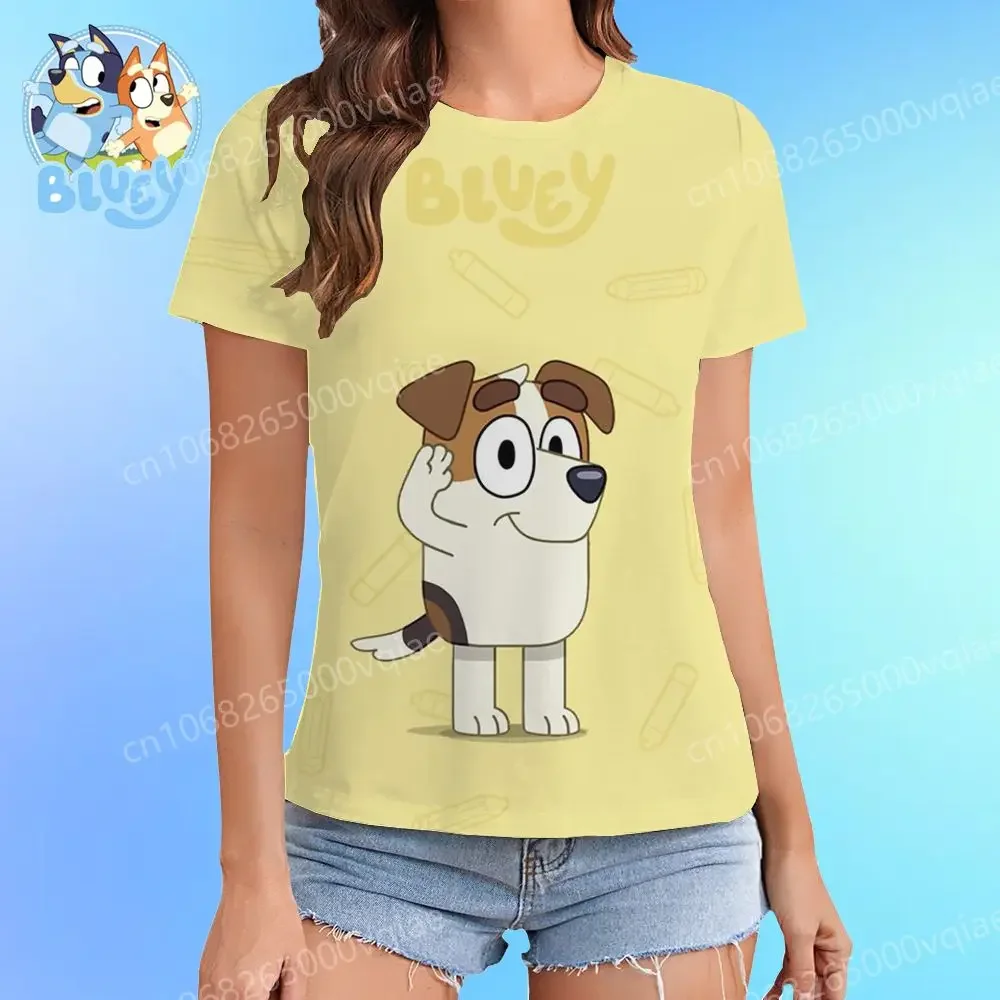 T-shirt damski Summer XS-3XL Fashion 2025 Summer New 3D Print Bluey Shoujo Girl Style Kawaii Lovely Streetwear Cool Anime Y2k