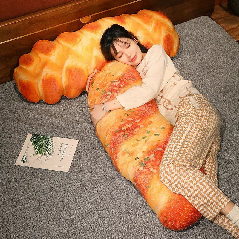 

20-110cm French Bread Plush Throw Pillow Soft Realistic Printed and Dyeing Pillow Sofa Kitchen Decoration Party Gift
