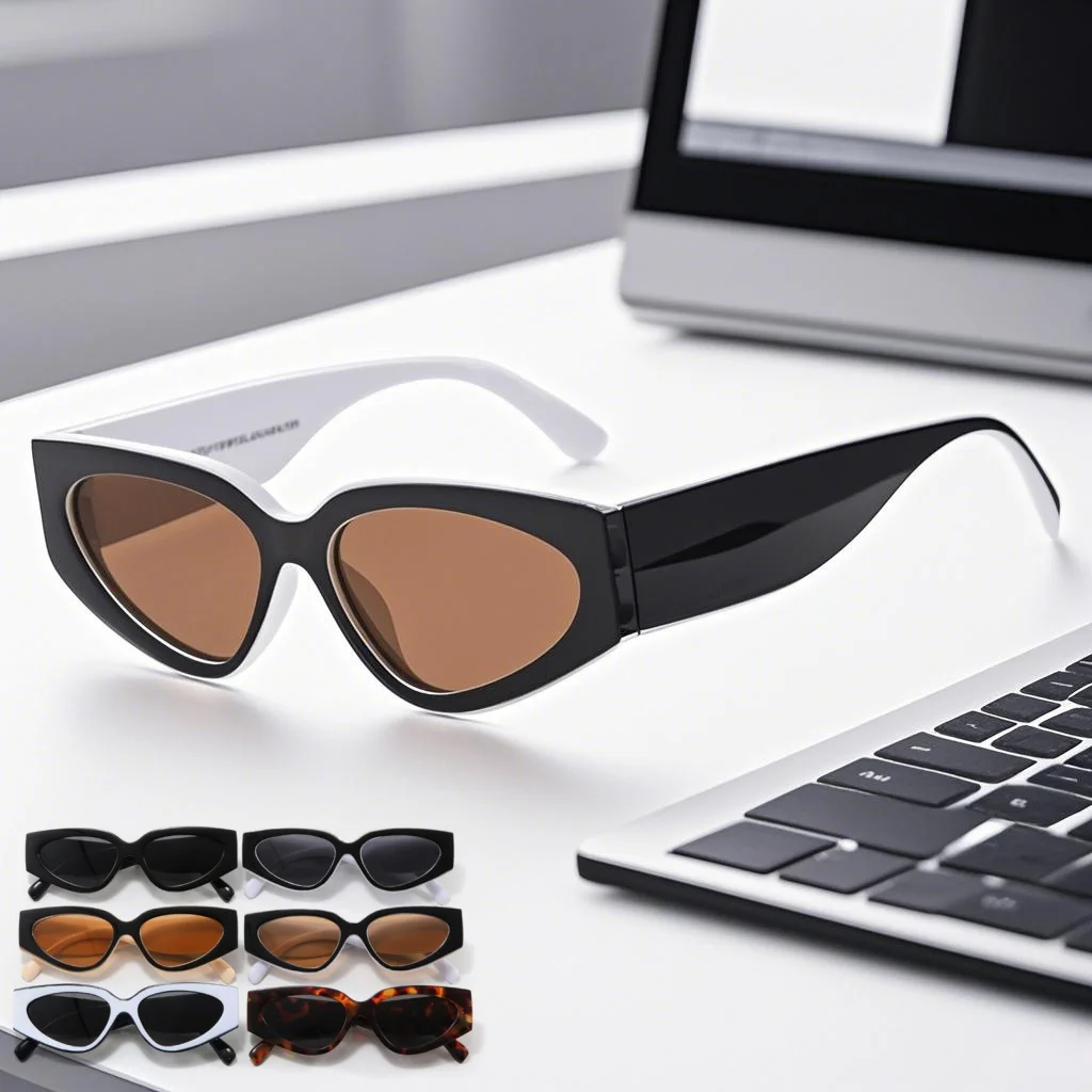 

New Fashion Color Blocked Cat Eye Sunglasses with Metal Frame Versatile Sunscreen Neutral Driving UV400 Protection Sunglasses