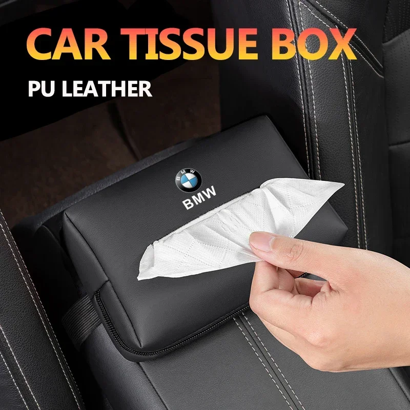 Leather Car Inner Tissue Box Seat Back Storge Bag for X1 X3 E46 E90 F30 G20 G21 E39 E60 F10 F11 G30 E65 F01 G11 Z4 E89 G29 G01