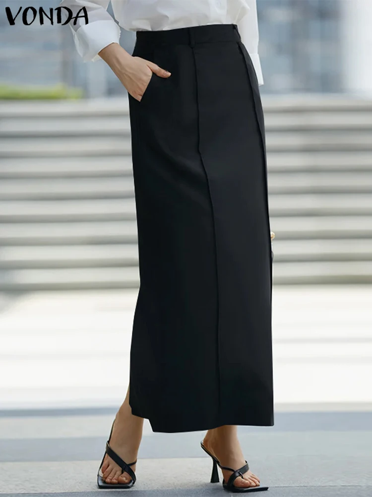 

Fashion Maxi Long Skirts VONDA Women Summer Skirts 2024 Sexy Party Solid Color Bottoms Elegant OL Casual Loose Skirts Oversized