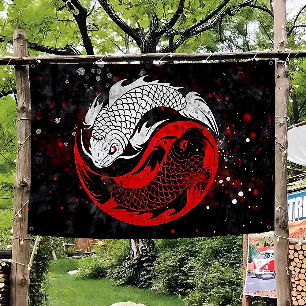 Koi Tai Chi Retro Flags Multiple Choice Living Studio Booth Interior Decoration Banner