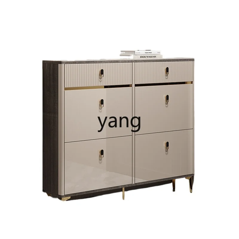 

ZYF rock slab ultra-thin tipping bucket shoe cabinet door light luxury small apartment thin space-saving door cabinet