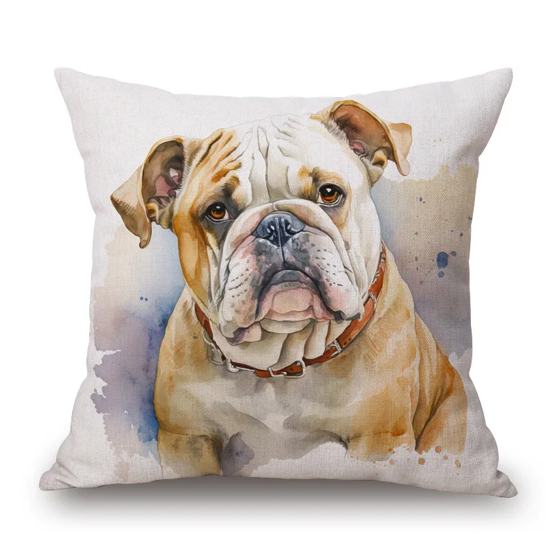 European Bulldog  Great Dane Australian Shepherd Dog Animals Portrait Hand Painting Cushion Cover Pillow Cases