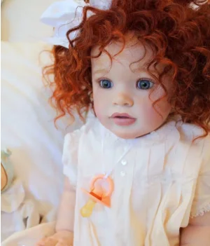 

Кукла Реборн Пиппа 24 дюйма, с ручной прорезкой волос, редкий оранжевый цвет волос, уже собранная, в индивидуальном дизайне, ограниченная серия