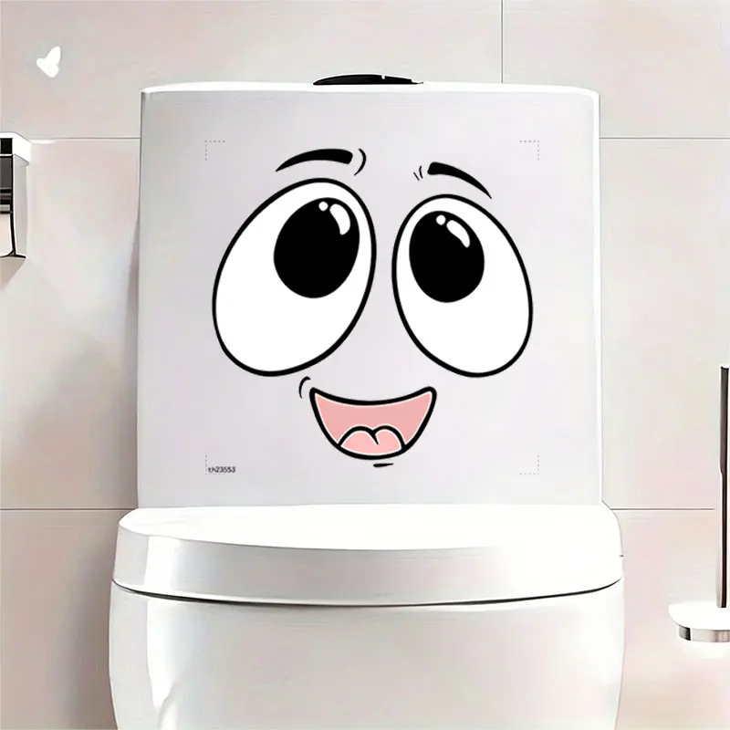 1Pc Quirky and Fun Toilet Wall Sticker, Featuring Big Eyes, Pink Lips, and a Smiling Face Design, Suitable for Toilet Seats, Bathroom Glass, Washbasins, Refrigerators, Furniture, Desks, Cabinets, Doors, Windows, and Wall Decals. Fun and Attractive Stickers That Are Practical and Easy to Use, Creating a Warm and Fun Space. a Creative and Thoughtful Gift for Family, Friends, and Loved Ones