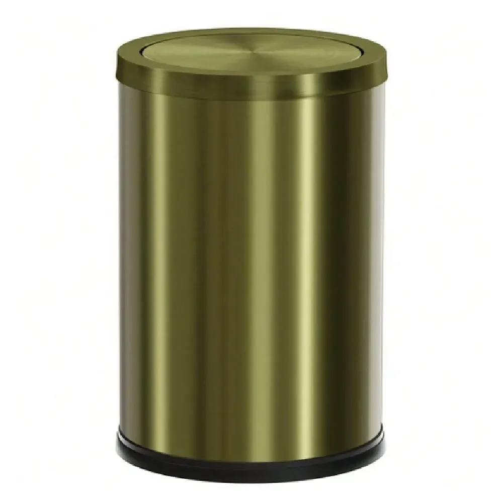 

2.4Gal Antique Bronze Bathroom Trash Can, Small Flip Garbage Can With Lid,Brushed,SingleLayer,Trash Bin For Laundry,Hotel,Offic