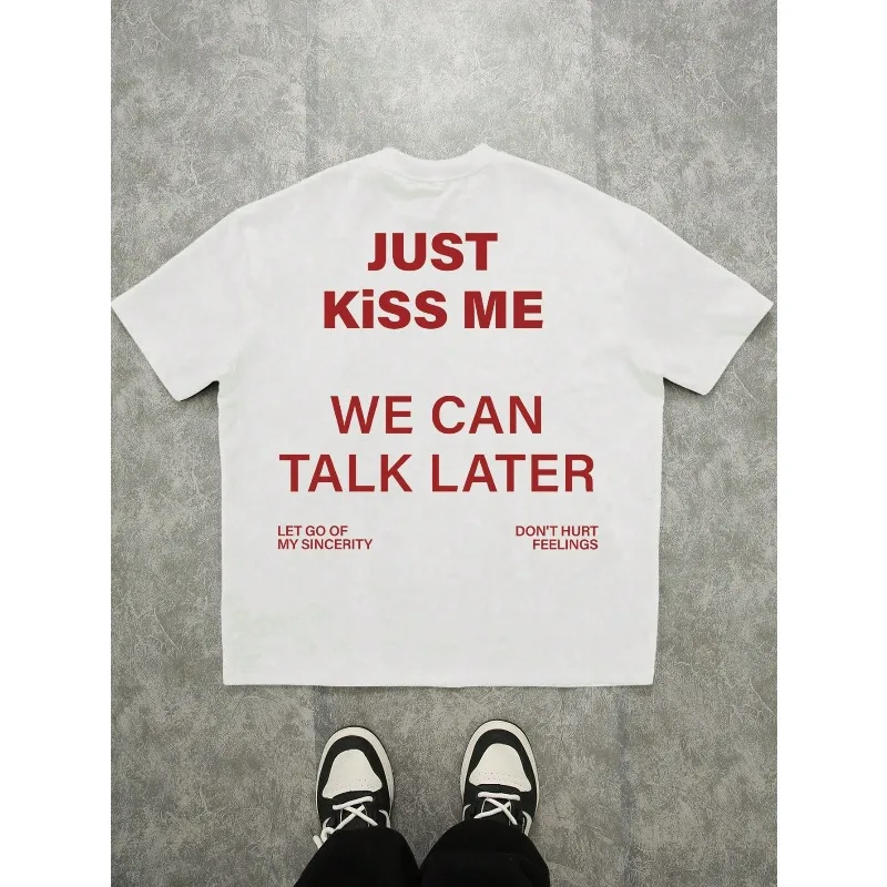 

American Retro Vintage Design Sense Simple Letter Printing European and American Hot Girls T-shirt Men's and Women's Fashion