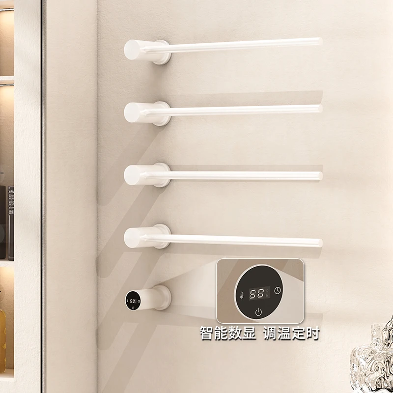 Luxurious Electric Heating Towel Warmer Hidden Wires Install With Time Control And Temperature Adjustable For Smart Bathroom