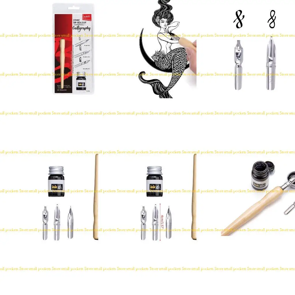

R1WD Manga Dip Pen Set Comic Trawing 3 Nibs Деревянный держатель чернила каллиграфия инструменты