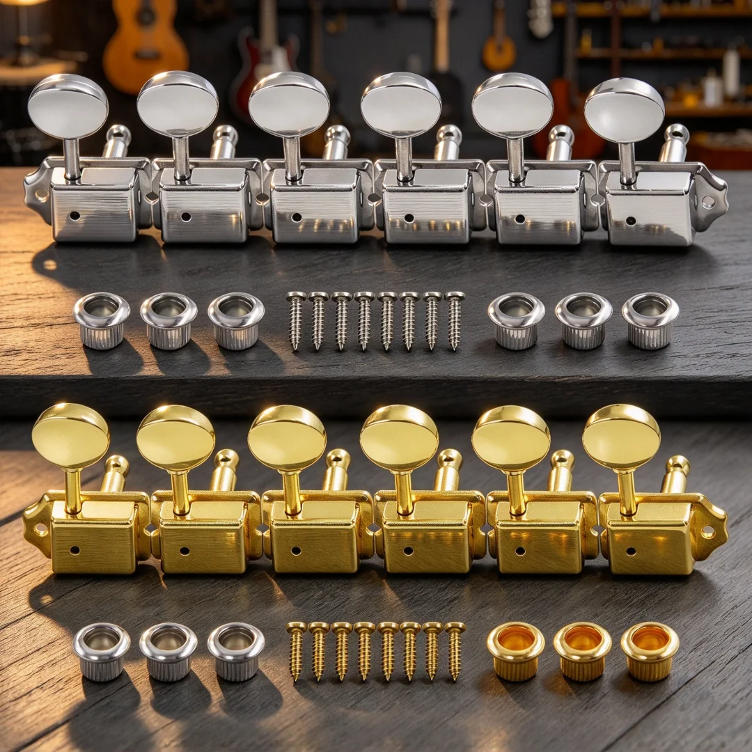 RUKOVA Retro Guitar Tuner Keys 6 Right Hand, ST TL Electric Guitar Tuning Pegs, Gold Chrome Available