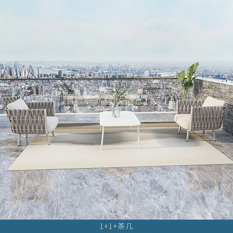 Combination outdoor balcony terrace villa waterproof and sunscreen double rattan chair y