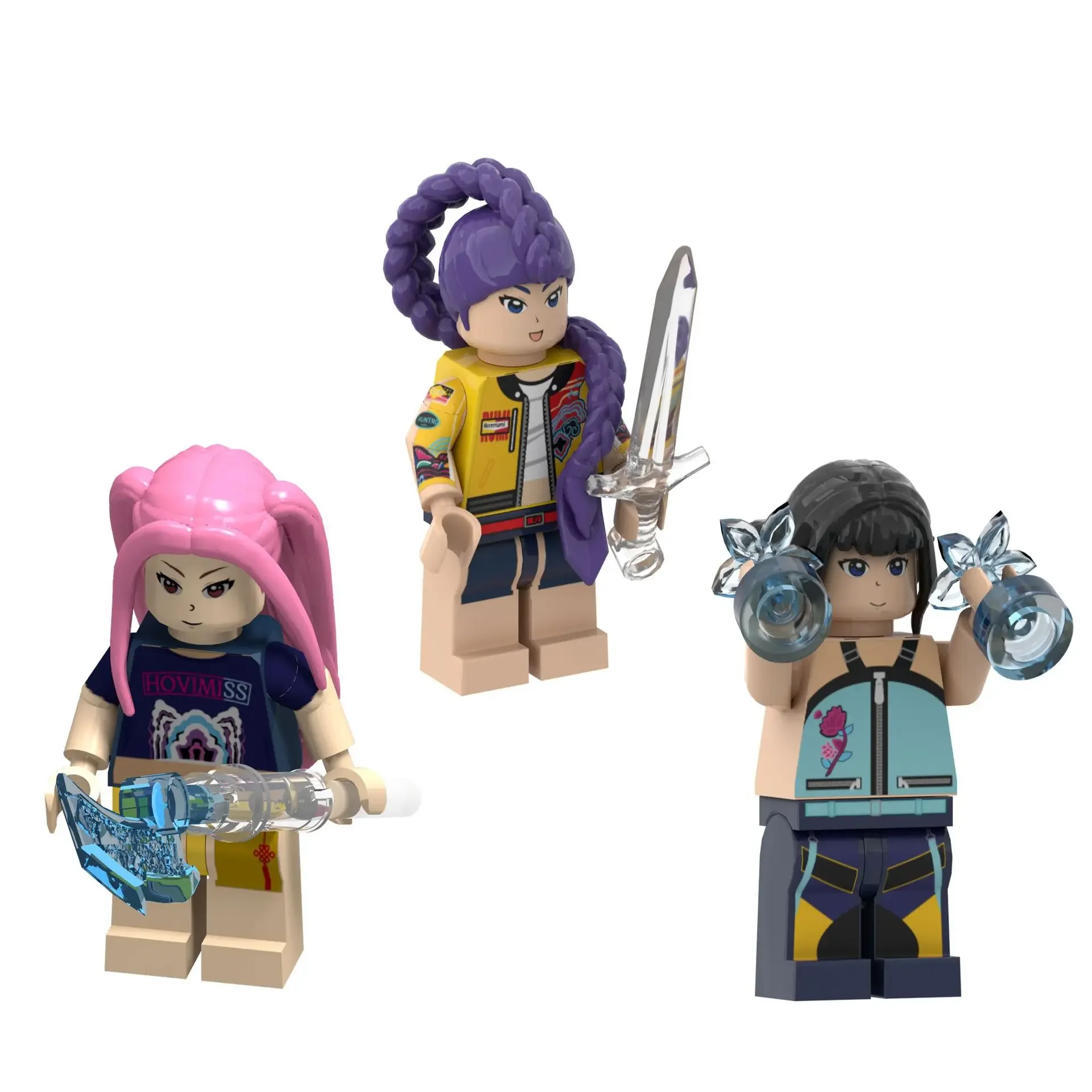 Tijolos kpop demon hunters blocos de construção rumi figuras montagem modelo boneca blocos de construção brinquedo presentes aniversário boneca de plástico