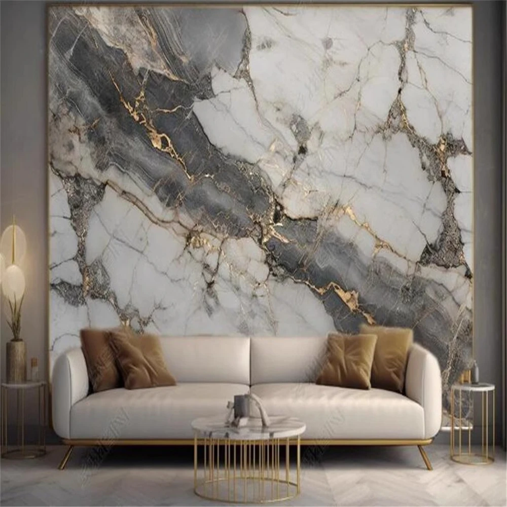Papel de parede personalizado com murais de mármore branco, papel de parede moderno de luxo para sala de estar, sofá, fundo de tv, papéis de parede 3d, decoração de casa