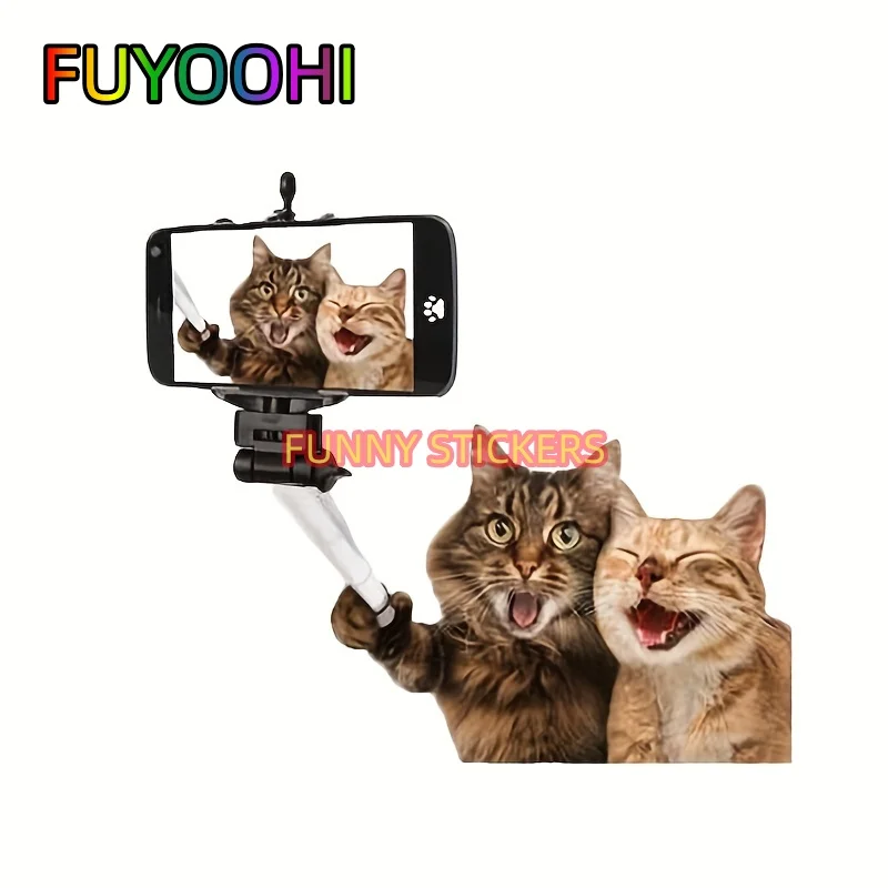 FUYOOHI Cats Take Selfies Pattern  Car Sticker，Suitable for All Car Bodies