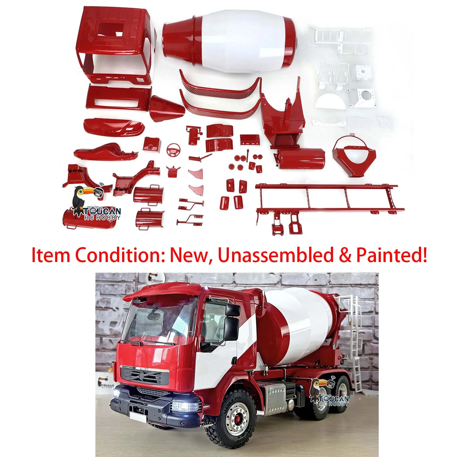 LESU 1/14 Metal Simulation RC Concrete Mixer Truck 6x6 Radio Control DIY Construction Vehicle Light Sound Toys for Boy THZH1348