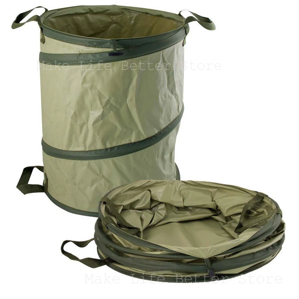 Garbage Storage Trash Bag Portable Collapsible Pop Up Garden Leaf Trash Can Flowers And For Garden Camping Grass Bin