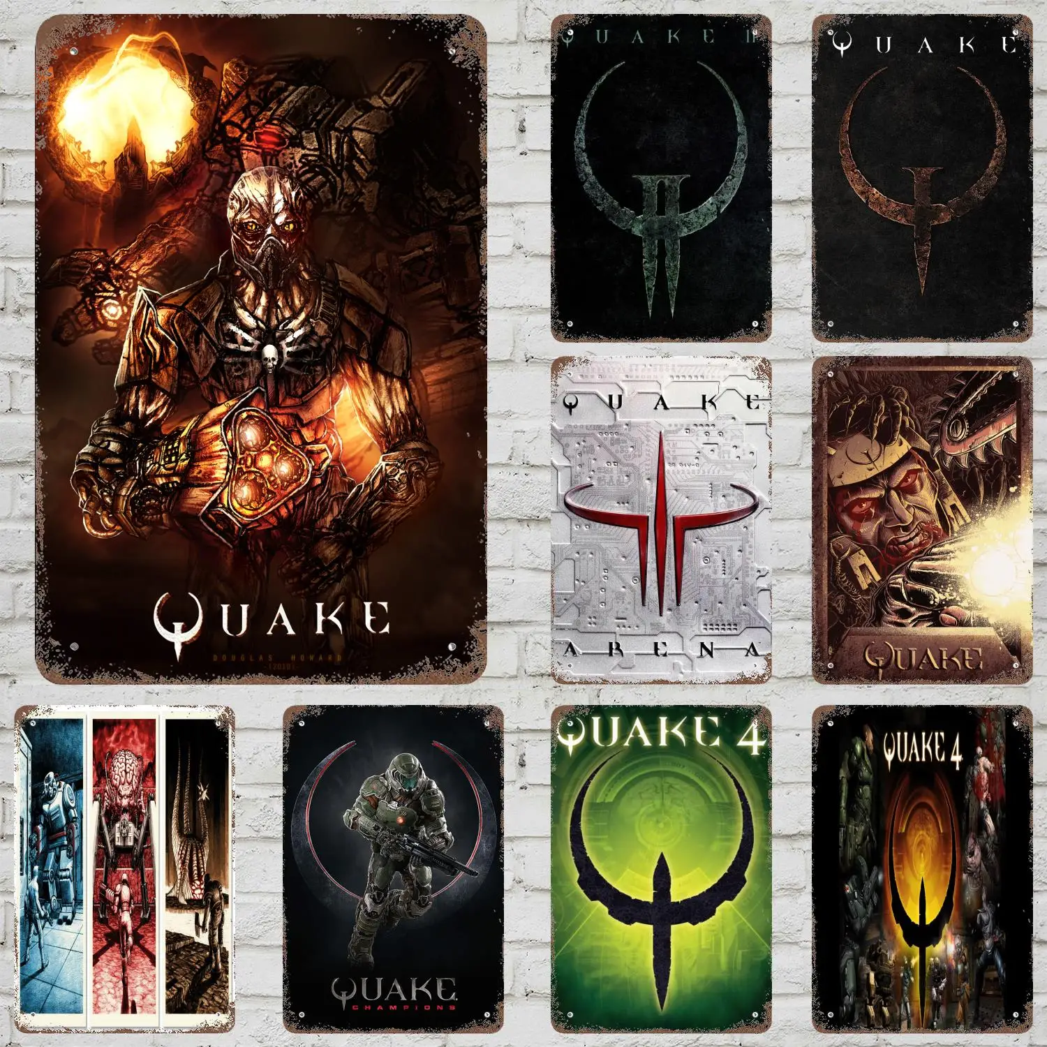 Игра Quake Decor, винтажные металлические вывески, жестяные вывески, плакат капитана, декор для бара, паба, клуба, человек, пещера, украшение стены