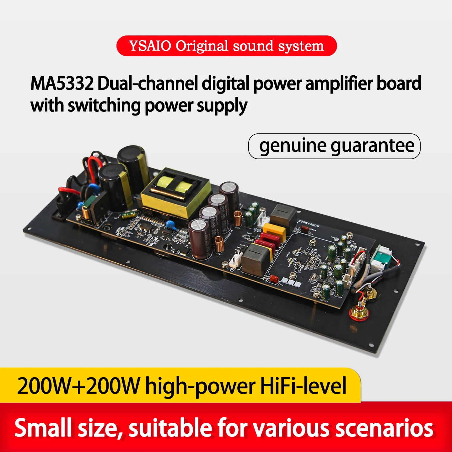 Ysaio Ma5332Ms Pure Power Amplifier High-Power Digital Amplifier Board Hifi Audiophile-Grade Dual-Channel Module 2X200W
