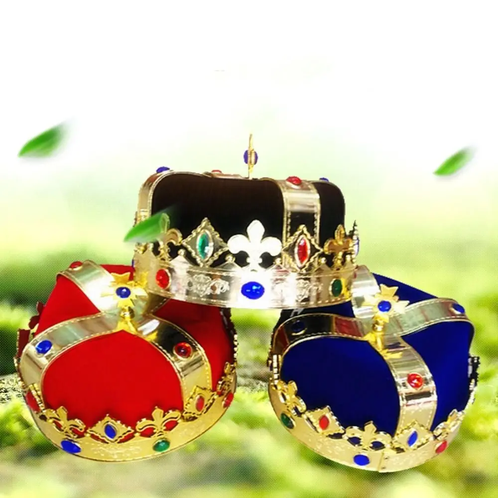 Dress Up King Crown Hat Head Decoration Stage Show Prince Party Hats Cosplay Coronation King Jeweled Caps Party Decoration