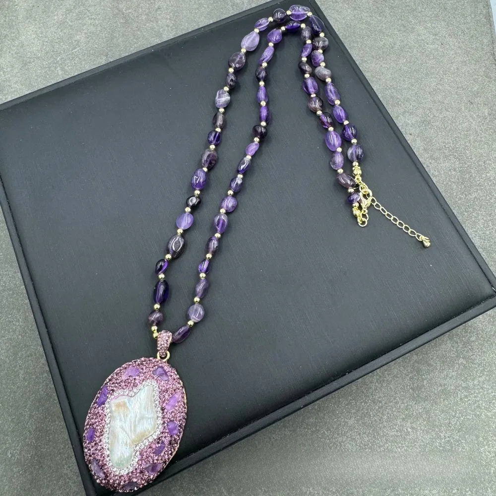 

Premium 4-Piece Vintage Jewelry Set – Purple Baroque Freshwater Pearls for Heart Chakra & Attracting Compassionate Love