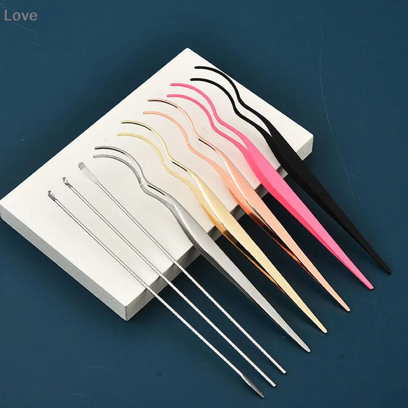 [L&P]False Eyelash Tweezers Applicator With Stainless Steel Eyelash Extension Curler Nipper Clip For Makeup Beauty