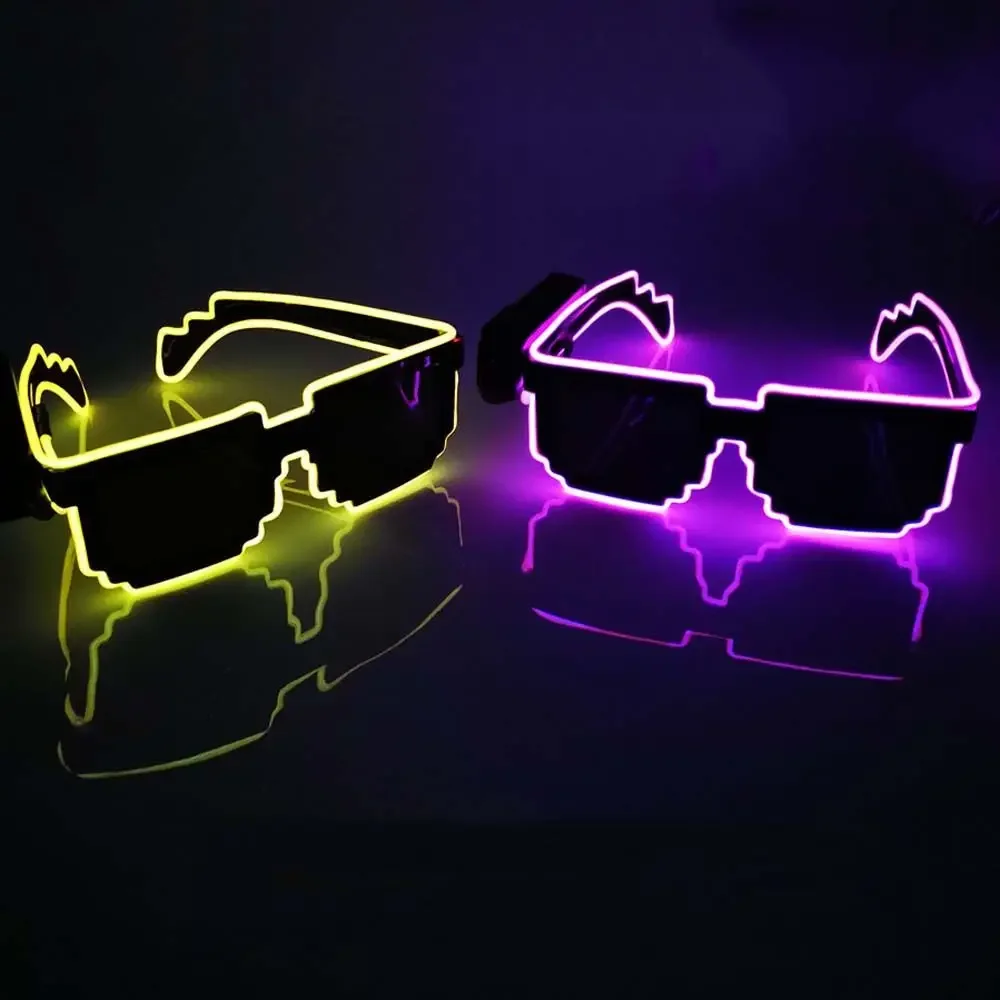 Party Props Cosplay Decorations Halloween Eyeglass LED Luminous Glasses Mosaic Glasses Led Light Up Glasses Glowing Sunglasses