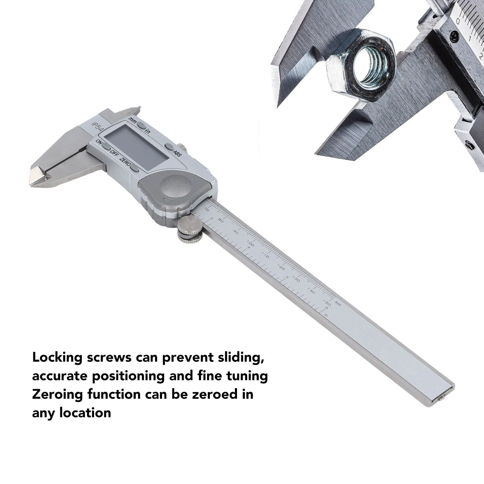 أداة قياس الفرجار الرقمي الصناعية الإلكترونية IP54 مقاوم للماء 0‐6in 0‐150mm المدى 0.0005in 0.005mm القرار