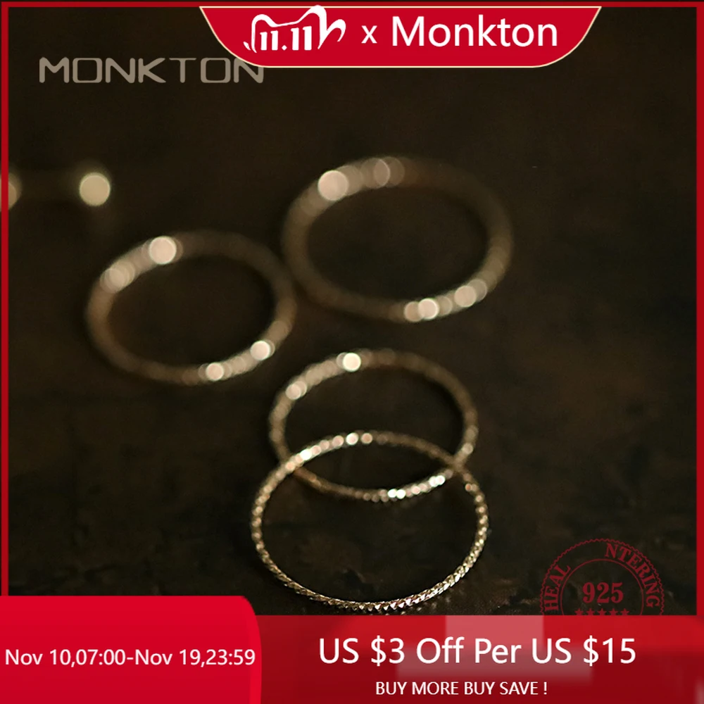 

Monkton стерлингового серебра 925 пробы, позолоченное 14-каратное минималистское тонкое кольцо для женщин, корейское модное сложенное кольцо, ювелирные аксессуары