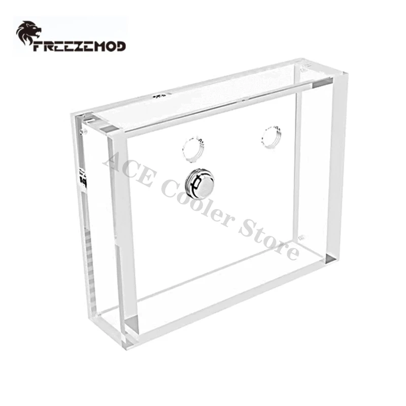 FREEZEMOD FSX-1540B 450ML Square Acrylic Liquid Cooling PC Water Tank Lower Outlet Industrial Server Installation