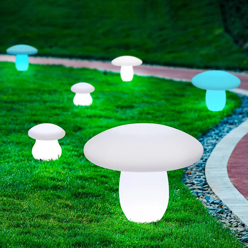 TEMAR Outdoor Mushroom Lawn Lamps with Remote Control White Solar 16 Colors Light Waterproof IP65 for Garden Decoration