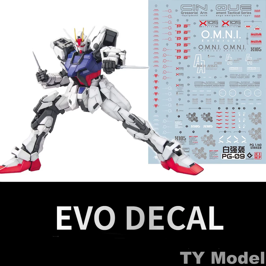 EVO Decal PG-09 for PG 1/60 GAT-X105 STRIKE O.M.N.I.ENFORCER Mobile Suit Fluorescent Stickers for Model Hobby DIY Accessories