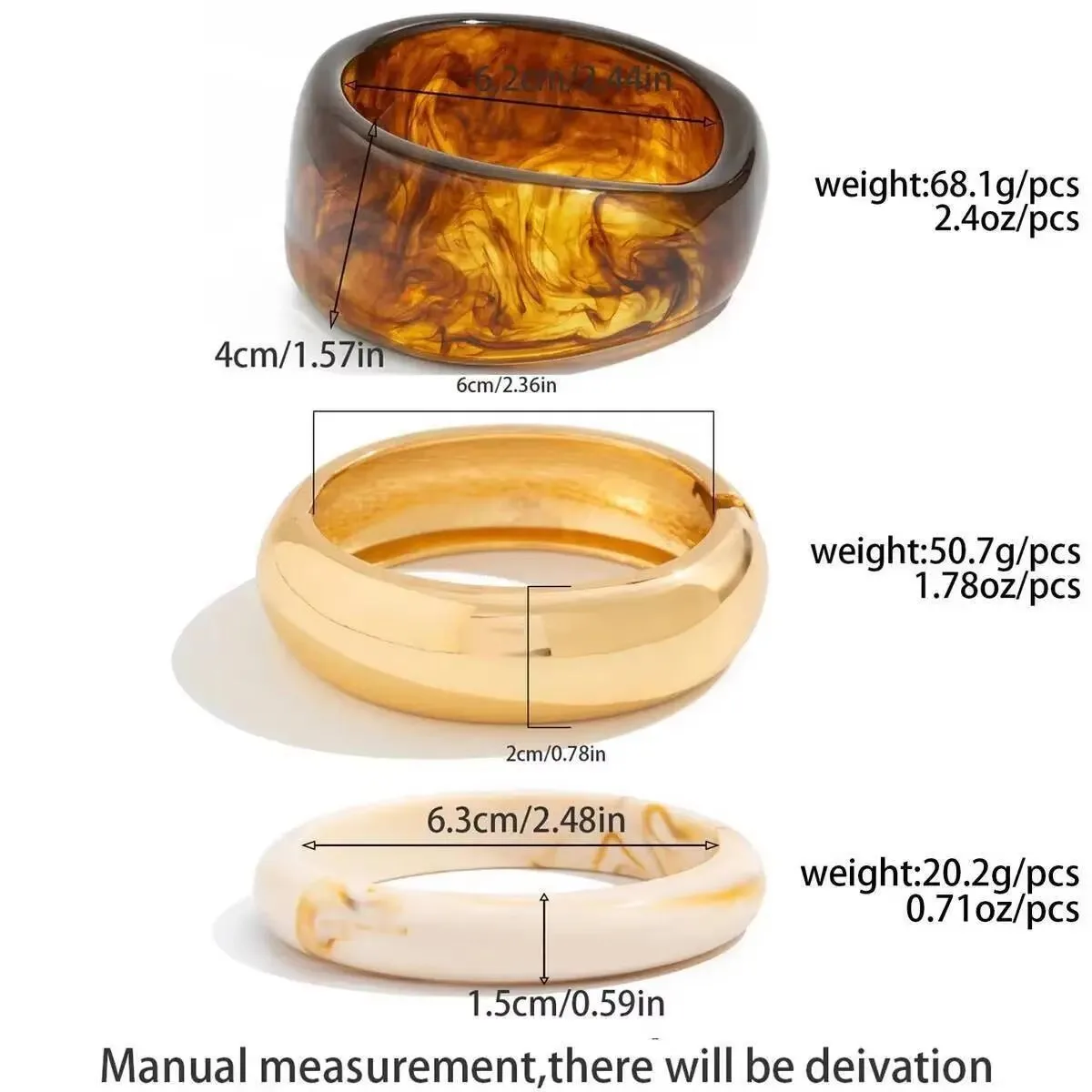 KunJoe ريترو براون سميكة الراتنج الاكريليك سوار للنساء البوهيمي كبير جولة واسعة سوار الإسورة تكويم اليد مجوهرات هدايا