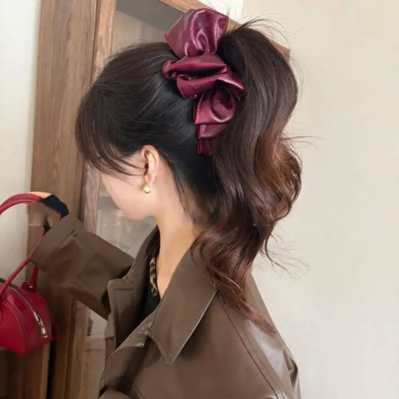 خمر الجلود مخلب كليب للنساء جديد الكورية غير النظامية القوس كبير الشعر كراب انتزاع المشابك دبابيس الشعر حفلة إكسسوارات الشعر هدية