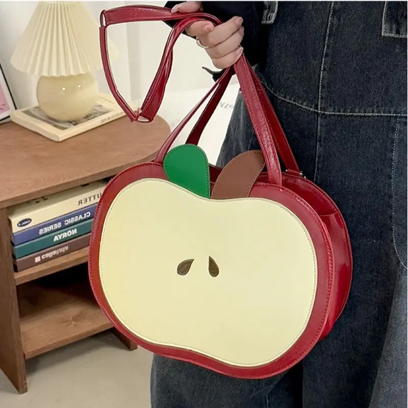 Cartoon Large Capacity Color Contrasting Apple Backpack 2025 Summer New Women's Shoulder Bag Stylish Personalized Backpack