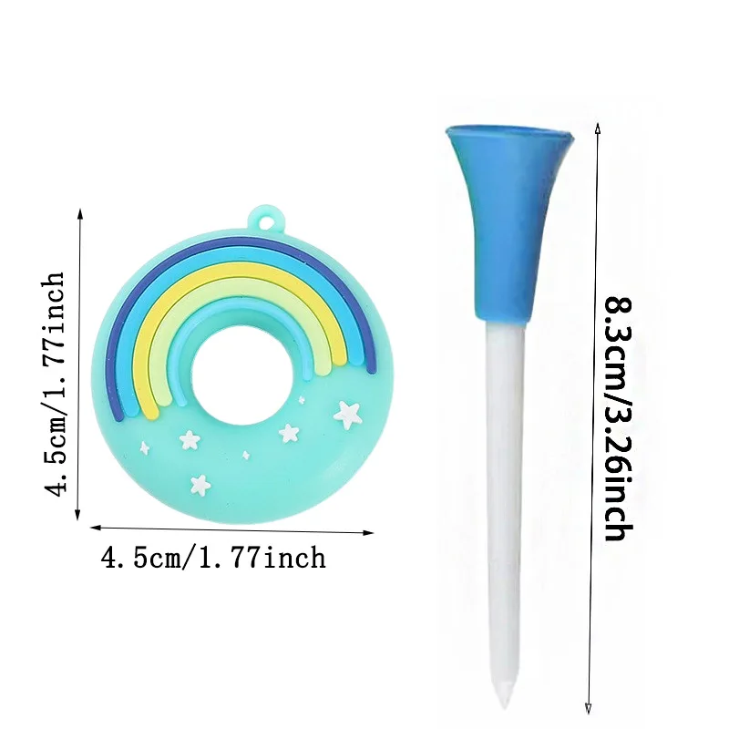 Colorful Cartoon Donut Golf Tees with Holder, 83mm Plastic Golf Tee Set with Lanyard, Fun & Anti-Loss Golf Accessories